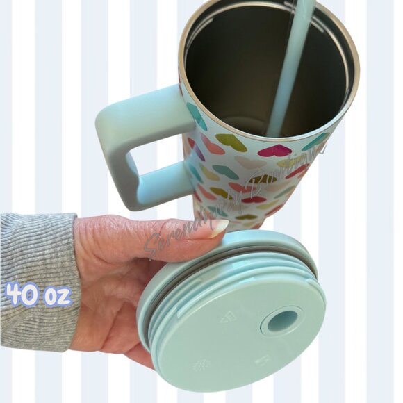 Pretty Colorful Hearts Giant 40oz No Leak No Spill Water Tumbler with Straw - Picture 3 of 5